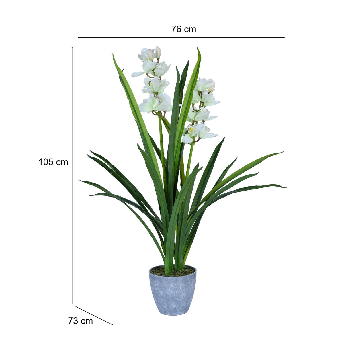 Orchid Grass Artificial Potted Plant- Cream & Green