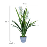 Orchid Grass Artificial Potted Plant- Cream & Green