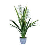 Orchid Grass Artificial Potted Plant- Cream & Green