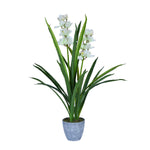 Orchid Grass Artificial Potted Plant- Cream & Green