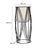 Decorative Planter On Zigzag Stand- Small, Ivory & Black