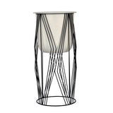 Decorative Planter On Zigzag Stand- Small, Ivory & Black