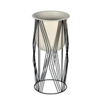 Decorative Planter On Zigzag Stand- Small, Ivory & Black