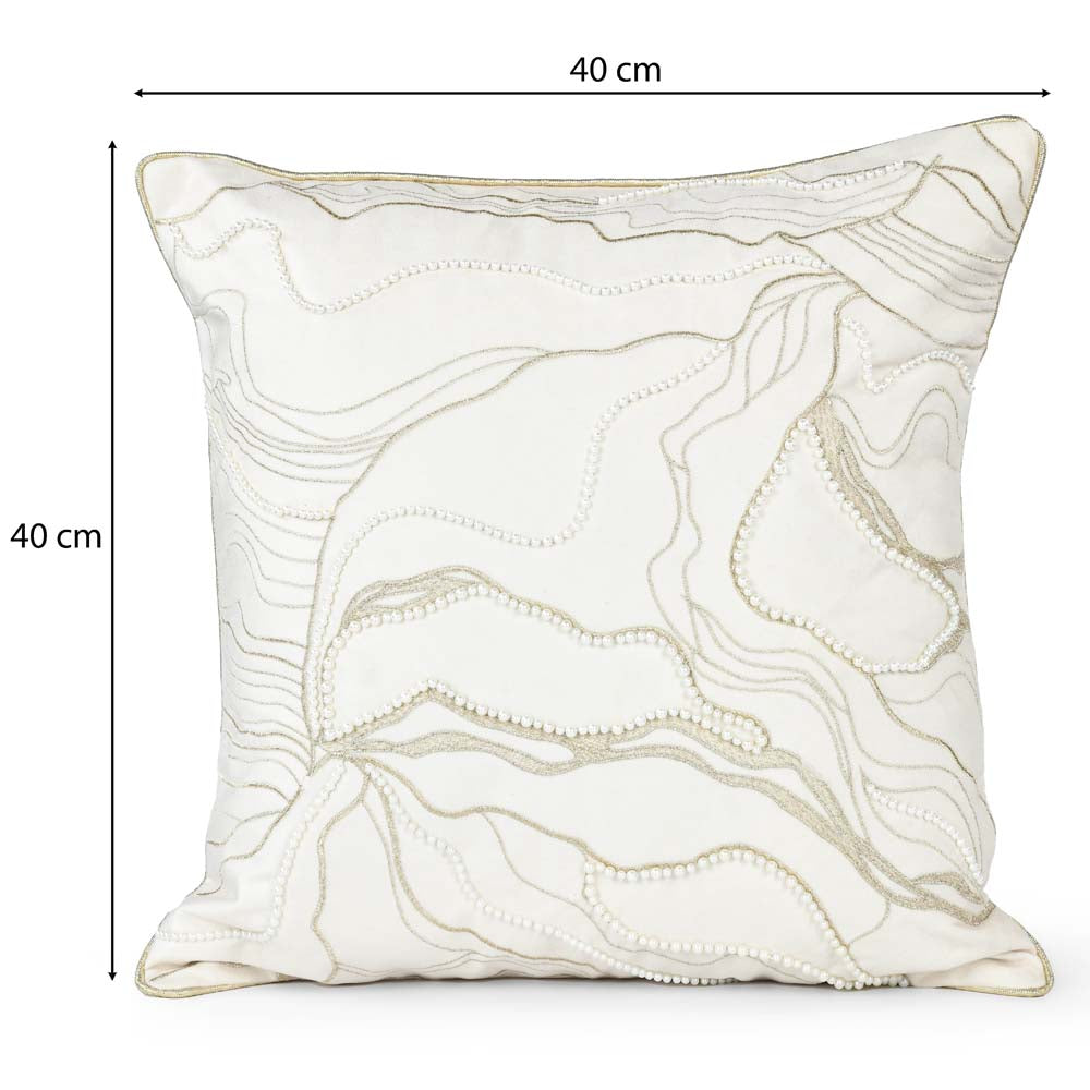 Abstract Pearl Design Polyester Cushion Cover- Off-white