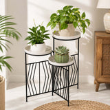 Nesting Iron Planter Stand- Ivory & Black