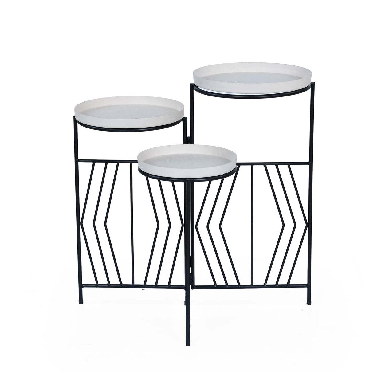 Nesting Iron Planter Stand- Ivory & Black
