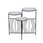 Nesting Iron Planter Stand- Ivory & Black