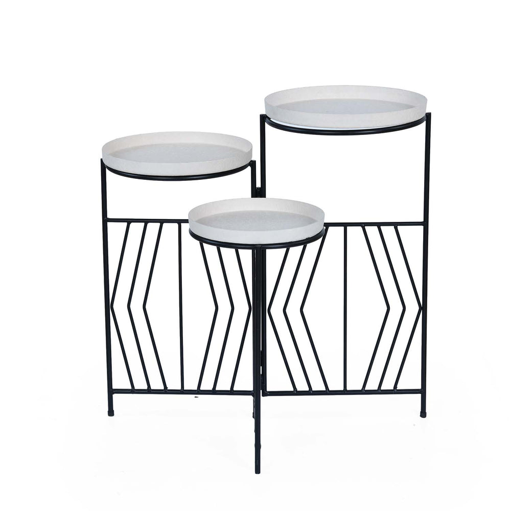 Nesting Iron Planter Stand- Ivory & Black