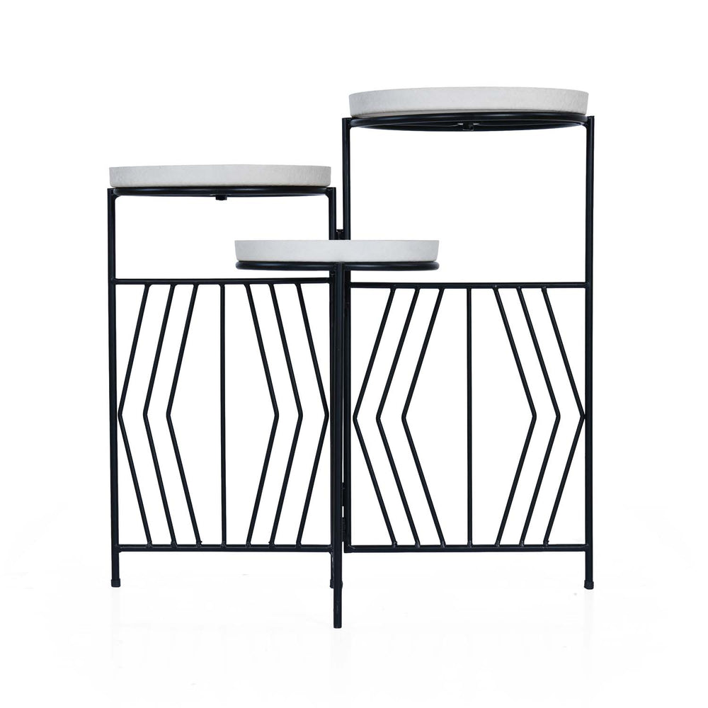 Nesting Iron Planter Stand- Ivory & Black