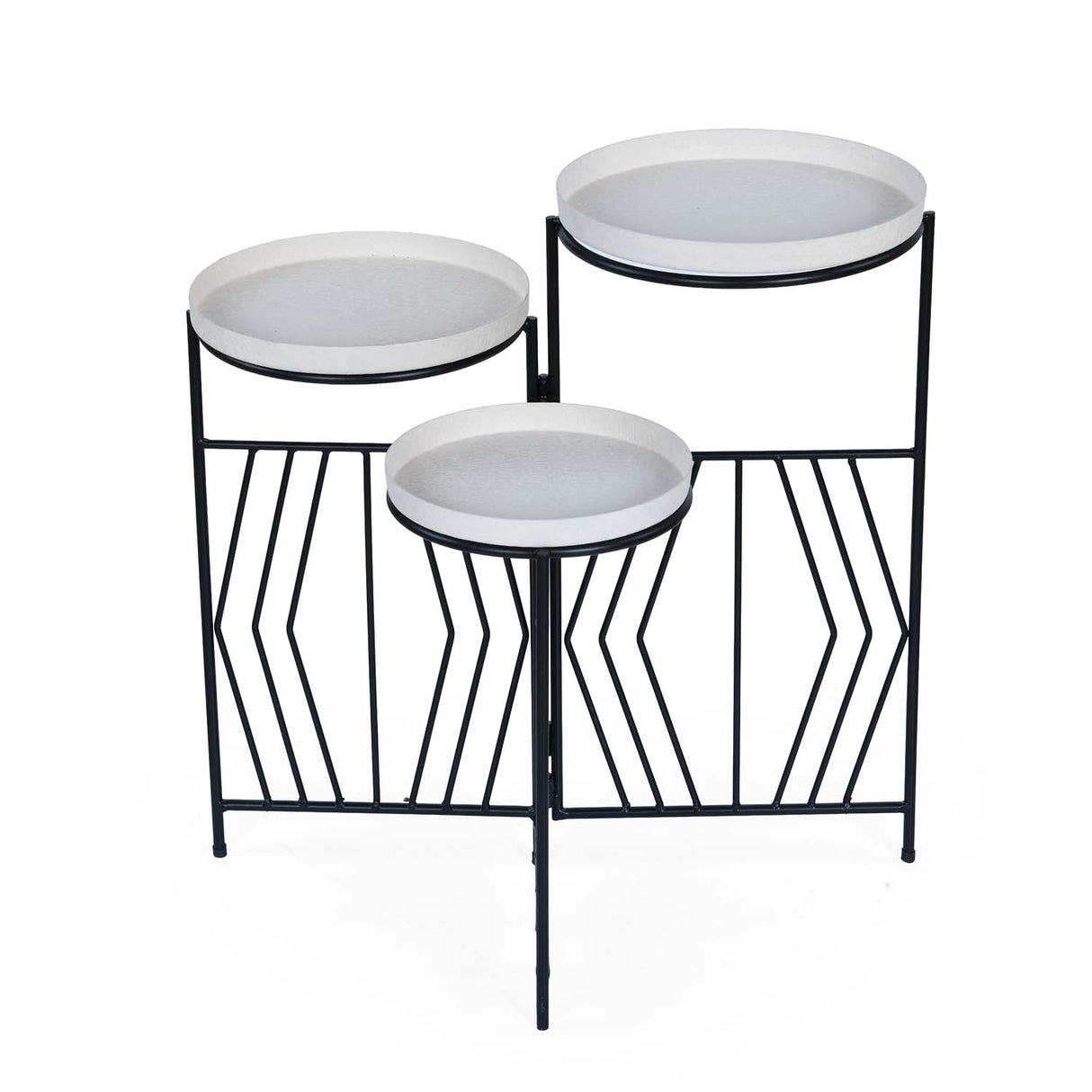 Nesting Iron Planter Stand- Ivory & Black