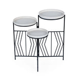 Nesting Iron Planter Stand- Ivory & Black