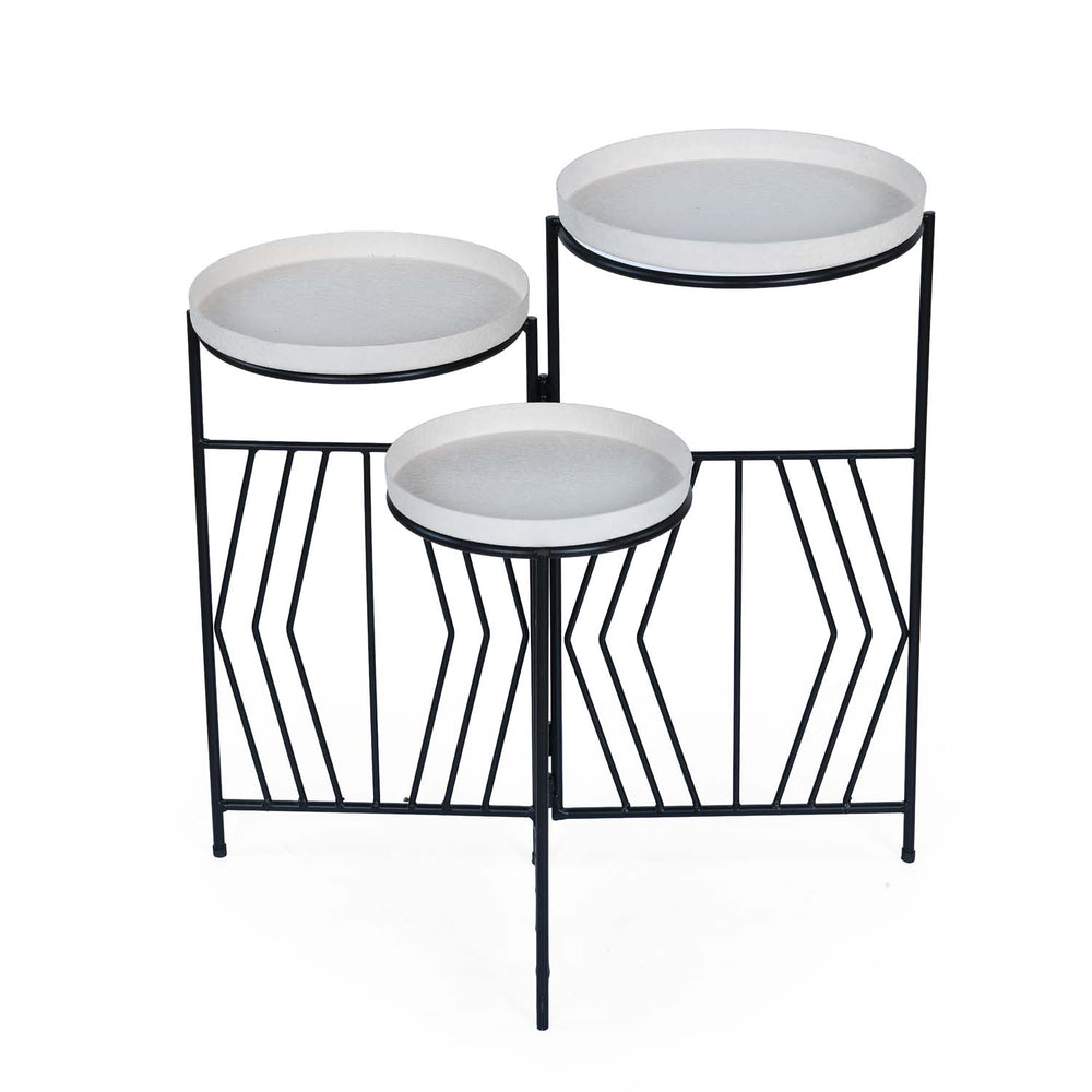 Nesting Iron Planter Stand- Ivory & Black