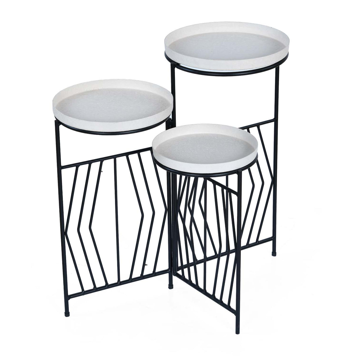 Nesting Iron Planter Stand- Ivory & Black