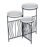 Nesting Iron Planter Stand- Ivory & Black