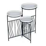 Nesting Iron Planter Stand- Ivory & Black