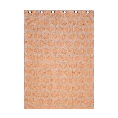 Abstract 7 Ft Polyester Double Layer Door Curtains Set of 2 (Beige)