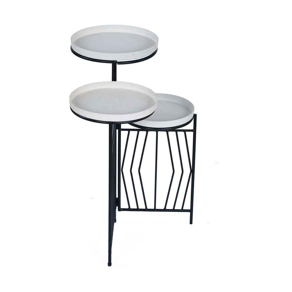 Nesting Iron Planter Stand- Ivory & Black