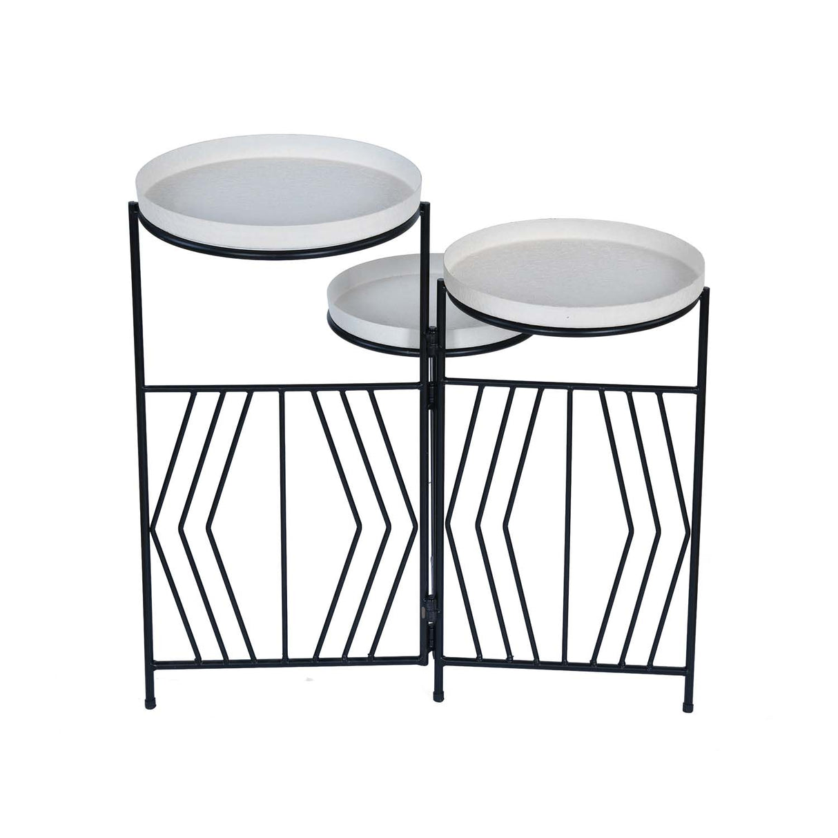 Nesting Iron Planter Stand- Ivory & Black