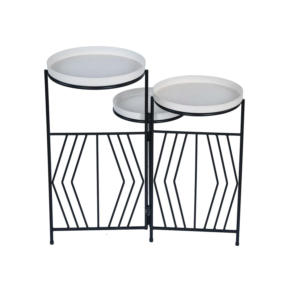 Nesting Iron Planter Stand- Ivory & Black