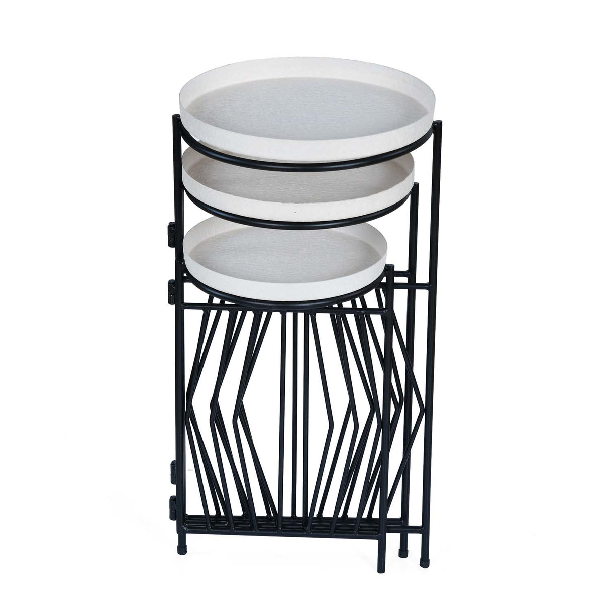 Nesting Iron Planter Stand- Ivory & Black