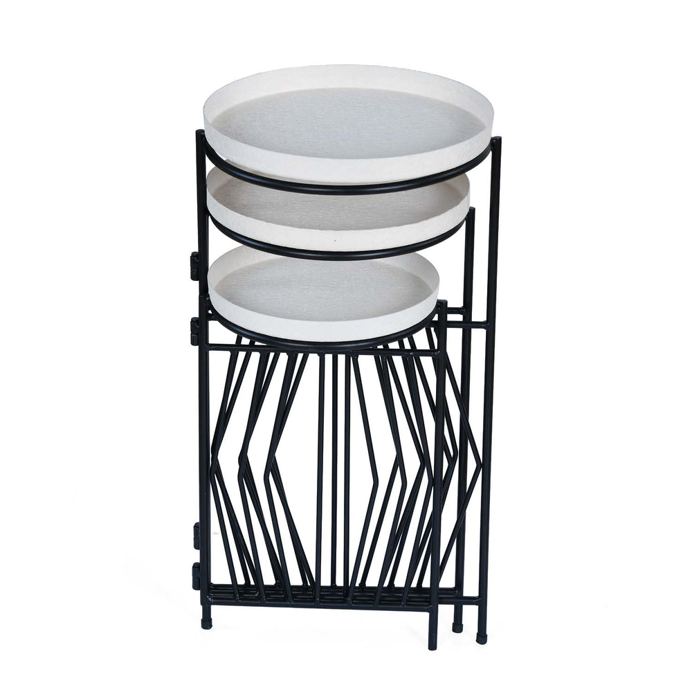 Nesting Iron Planter Stand- Ivory & Black