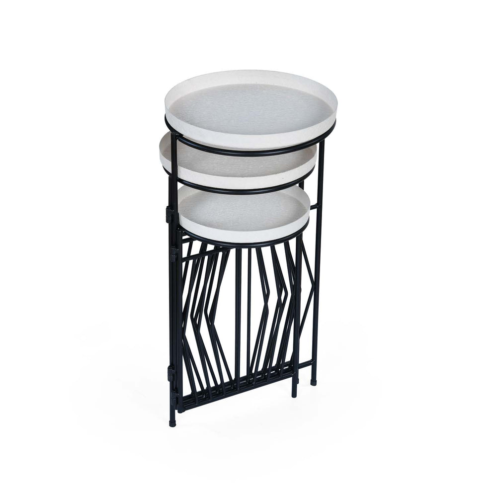 Nesting Iron Planter Stand- Ivory & Black