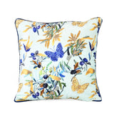 Tropical Butterfly Cotton & Viscose 16" x 16" Cushion Cover- Multicolor