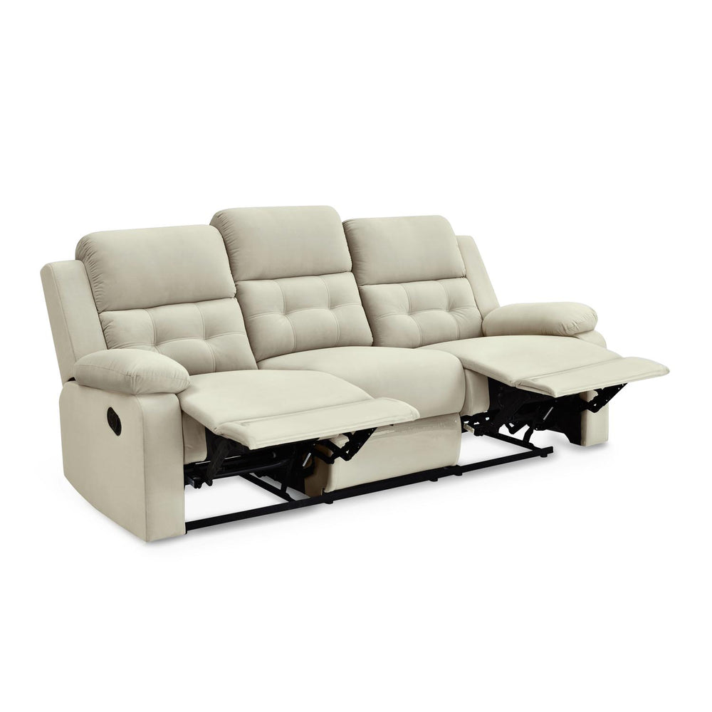Derik 3 Seater Manual Recliner Sofa- Beige