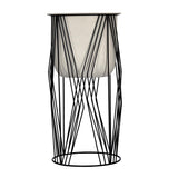 Decorative Planter On Diamond Shaped Stand- Large, Ivory & Black