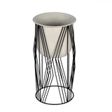 Decorative Planter On Diamond Shaped Stand- Large, Ivory & Black