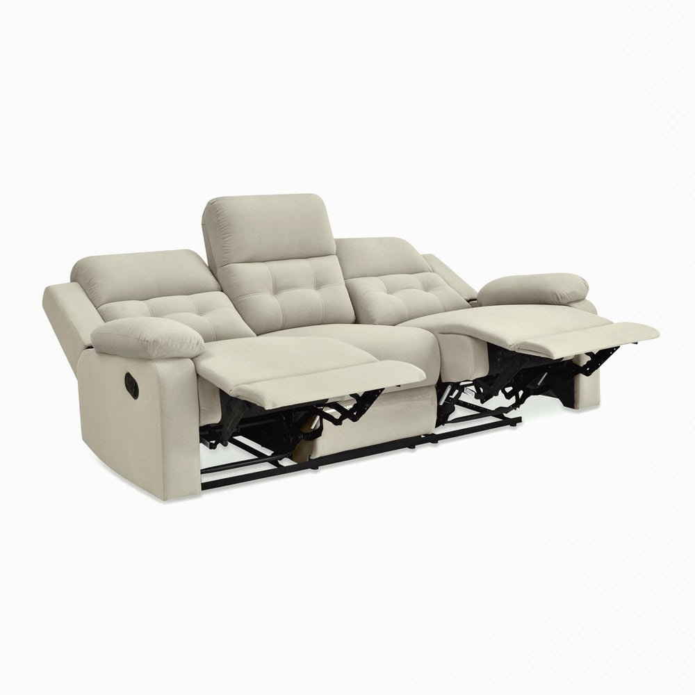 Derik 3 Seater Manual Recliner Sofa- Beige