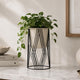 Decorative Planter On Diamond Shaped Stand- Small, Ivory & Black
