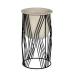 Decorative Planter On Diamond Shaped Stand- Small, Ivory & Black