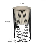 Decorative Planter On Diamond Shaped Stand- Small, Ivory & Black
