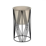 Decorative Planter On Diamond Shaped Stand- Small, Ivory & Black