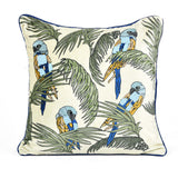 Tropical Bird Cotton & Viscose 16" x 16" Cushion Cover- Multicolor