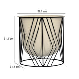 Decorative Planter On Zigzag Stand- Large, Ivory & Black