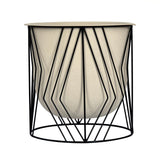Decorative Planter On Zigzag Stand- Large, Ivory & Black