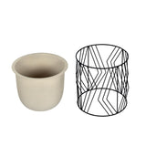 Decorative Planter On Zigzag Stand- Large, Ivory & Black