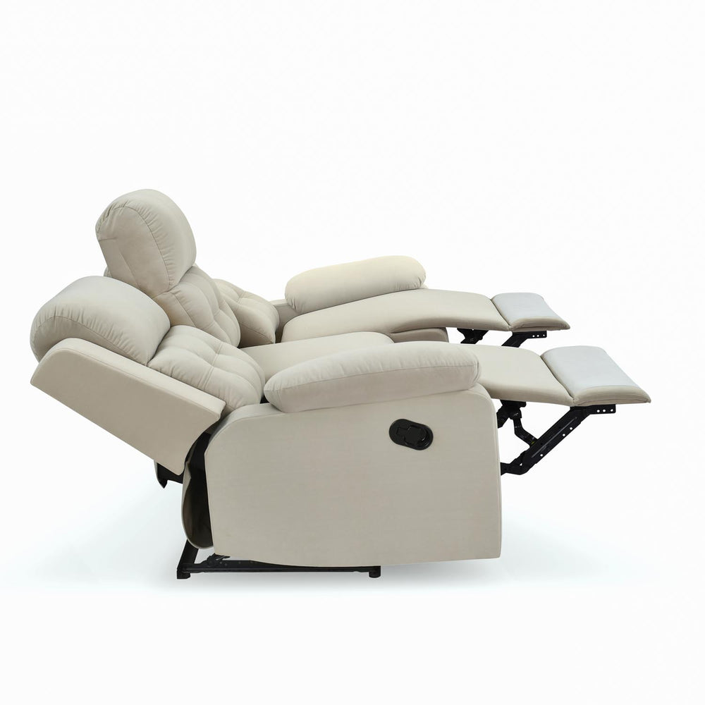 Derik 3 Seater Manual Recliner Sofa- Beige