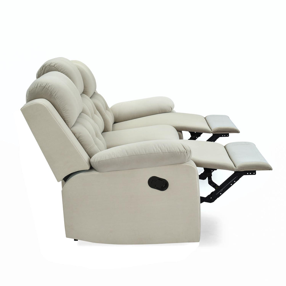Derik 3 Seater Manual Recliner Sofa- Beige