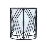 Decorative Planter On Zigzag Stand- Medium, Ivory & Black