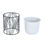 Decorative Planter On Zigzag Stand- Medium, Ivory & Black