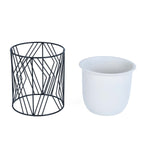 Decorative Planter On Zigzag Stand- Medium, Ivory & Black