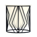 Decorative Planter On Zigzag Stand- Small, Ivory & Black