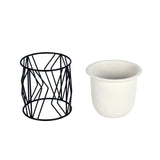 Decorative Planter On Zigzag Stand- Small, Ivory & Black