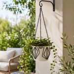 Metal Hanging Planter- Ivory & Black