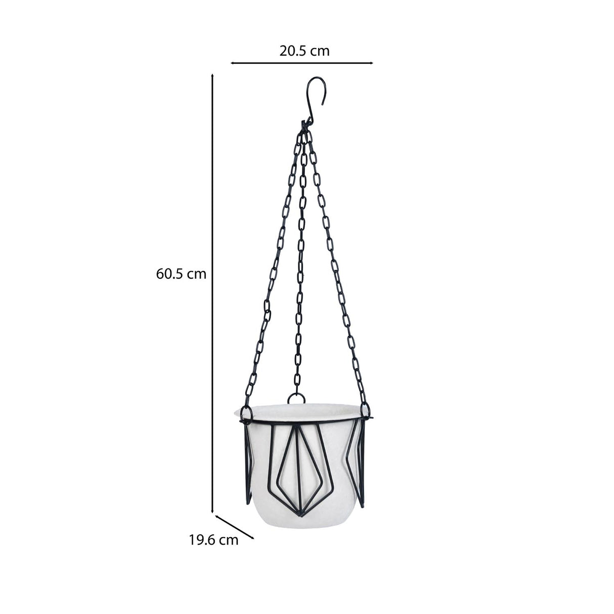 Metal Hanging Planter- Ivory & Black