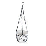 Metal Hanging Planter- Ivory & Black