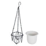 Metal Hanging Planter- Ivory & Black
